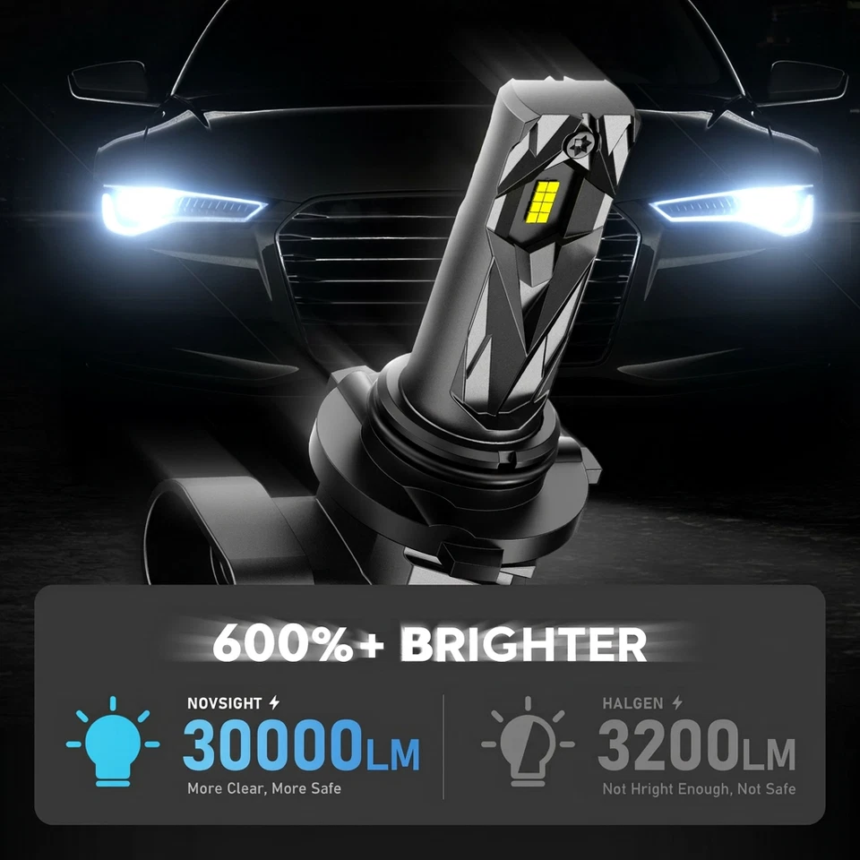 NOVSIGHT 9005 LED Headlight Globes HB3 High Beam White 30000LM 1:1 Halogen IP68 - image 3 of 4