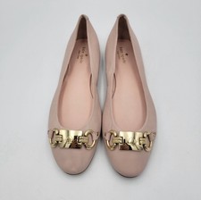 Kate Spade Phoebe Pale Pink Leather Flats with Gold Buckle Preppy Size 9 M sh6