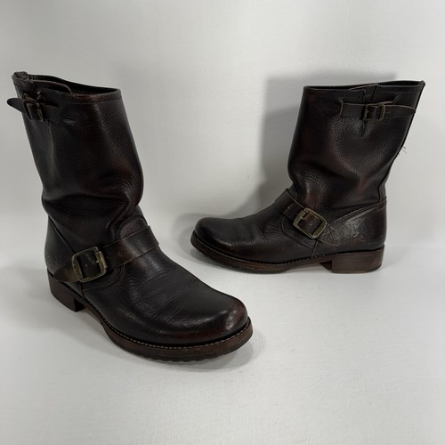 Frye Veronica Engineer Brown Leather Boots Size 9.5 B 77511 Women's Biker - Picture 2 of 13