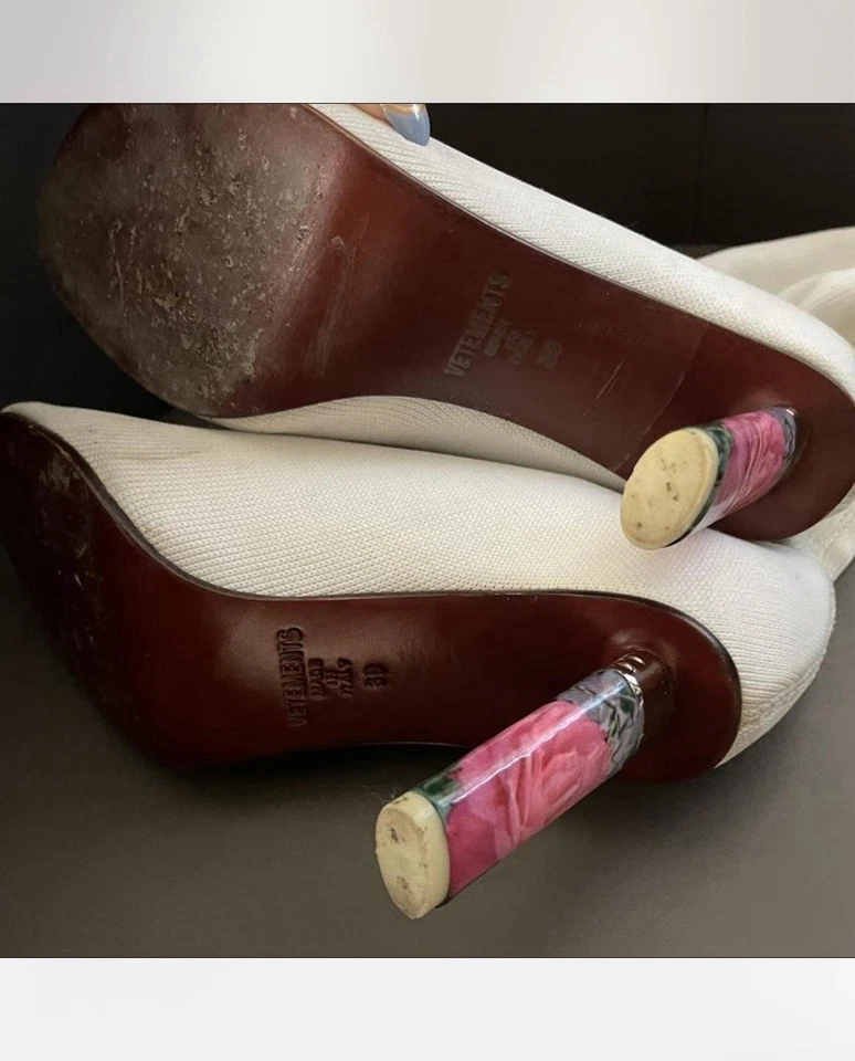 Botas calcetín de tela tejida blanca Vetements talla 39 Foto 2 de 4