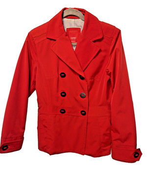 Vintage Esprit Women's Raincoat Jacket Size  SmallRed Double Breasted Travel