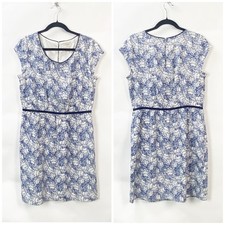 Ann Taylor LOFT 10 Womens Navy/White Sketched Floral Cap Sleeve Sheath Dress 