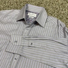 Robert Graham Shirt Men s Sz 39 15.5 Purple Striped Tailored Fit Button Up