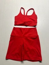 SET Active Red Workout Gym Yoga Athletic 2 Sets With Shorts Womens Sz Small