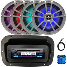 JVC Bluetooth AM/FM Receiver, 4x 6.5" 225 Watt Titanium Marine RGB LED Speakers