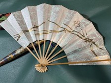 Japanischer Klappf&auml;cher Sensu Mai-Ogi Silber Gold Himmelblau Tanzende...
