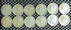 12 Silver Half Dollars 4 Kennedy 7 Liberty 1 Franklin