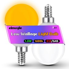 1.5w E12 Candelabra Base Low Wattage Light Bulbs Amber 1600K, 2 Pack