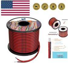 22 awg Silicone Electrical Wire 2 Conductor Parallel Wire line 200ft [Black 1...