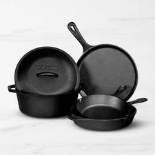 Brand New Lodge Seasoned Cast Iron 5-Piece Cookware Set Free Shipping