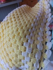 vintage hand made crochet blanket For Baby Yellow And White