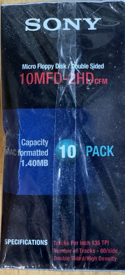 Sony MFD 2HD 3.5" For Mac 1.4 MB 10 Micro Floppy Disks NEW SEALED NOS - Image 3 of 3