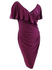 Lauren Ralph Lauren Women's Rhinestone-Pin Ruffled Jersey Dress (16, Ruby)