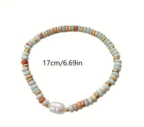 Pearl And Beaded Collar Necklace SET Stainless steel Womens Jewelry - Picture 10 of 10