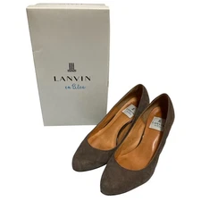 LANVIN en Bleu Suede Quilted Pumps, 9.3"", Brown Women USED