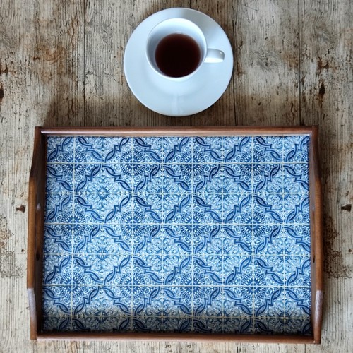 Serviertablett für Kaffee und Tee. Rustikale Holz Tablett für Heimdekor. - Picture 18 of 19