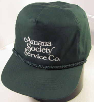 Amana Society Service Co. Hat Unisex Green Adjustable Vtg Rope Cap Iowa Colonies