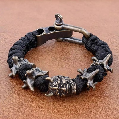 Fashion Design Skull Bracelets Gothic Adjustable Woven Punk Hip Hop Men Women