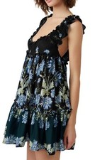 NWT Free People Intimately Size S Bali Wild Daisy Ruffle Slip Dress Black Combo