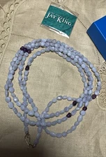 Vintage DTR Jay King Sterling Silver Lilac /Purple Amethyst Beaded Necklace 58”