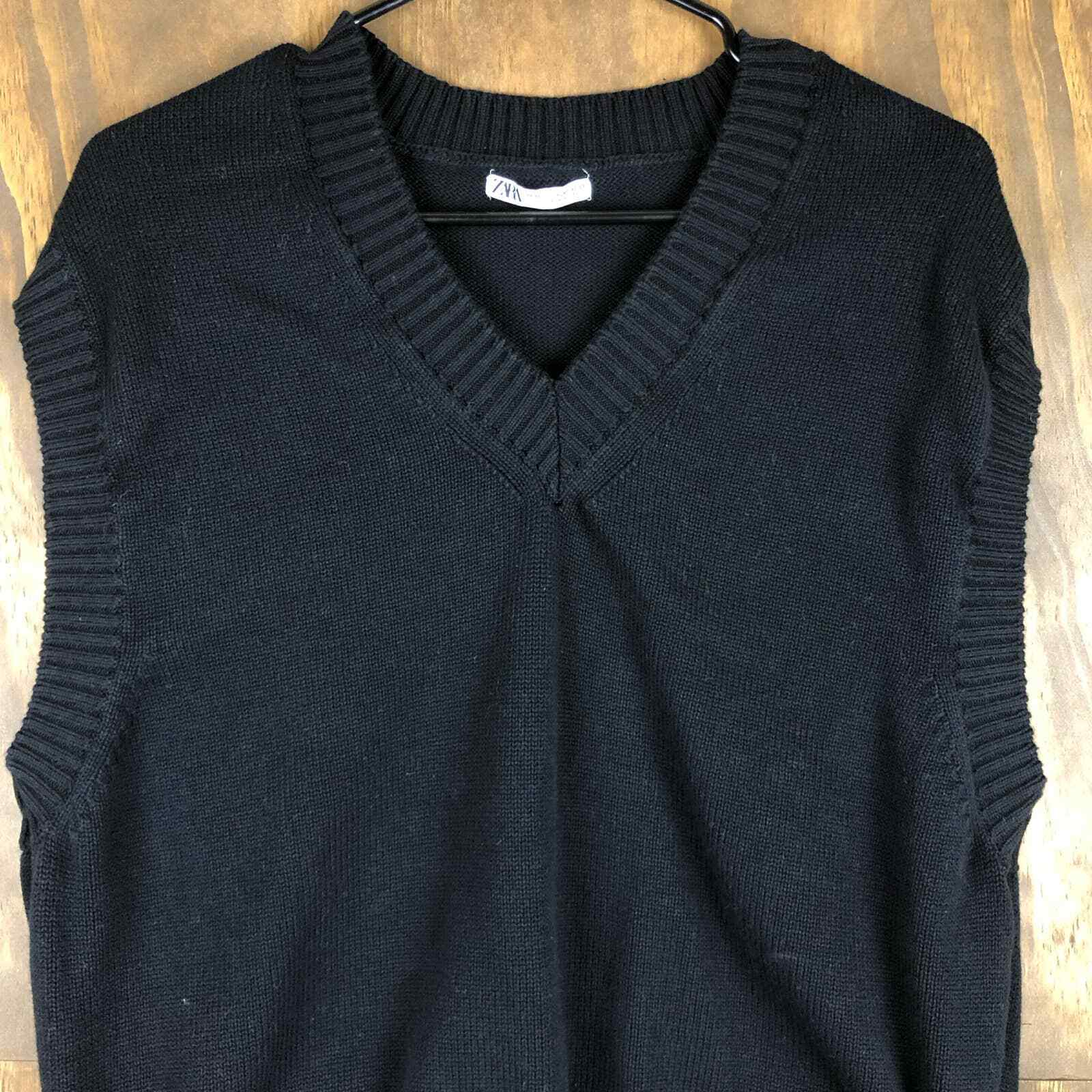 Zara Womens Sweater Vest Black Knitted Preppy Classiccore Normcore