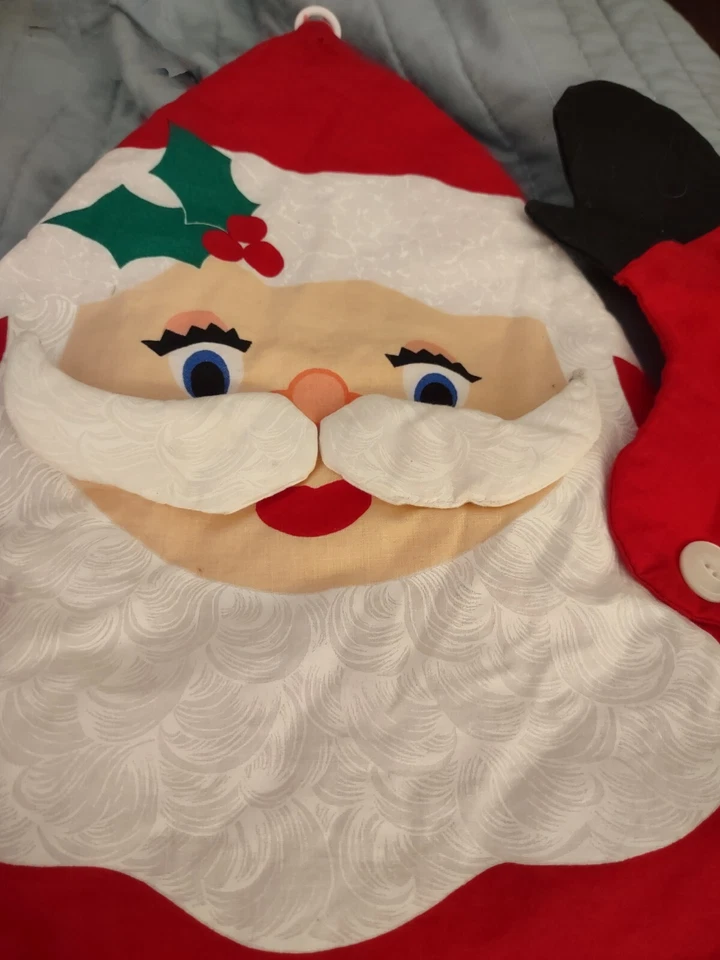 Vintage Hanging Santa Advent Countdown To Christmas Quilted Fabric AS IS *READ* - Image 4 of 4