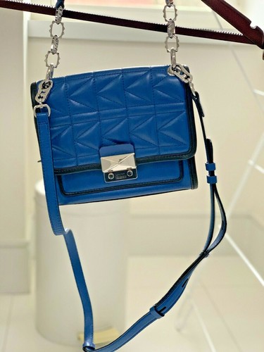 Authentic Karl Lagerfeld Blue QUILTED leather handbag - NWOT - Picture 3 of 7