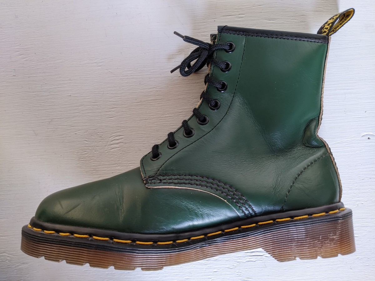 DR. MARTENS FOREST GREEN LEATHER BOOTS 5UK MADE IN ENGLAND RARE
