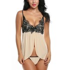 Womens Sexy Lace Cup Babydoll Lingerie Sleepwear Nightwear Dress + G-string Set — photo 6