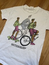 Vtg 90s Skitzocolor Skateboard T-shirt - FAST -Single Stitch - S/M - Made in USA