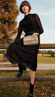 black tory burch dress Tory Burch velvet Devore Dress 4 Midi Black