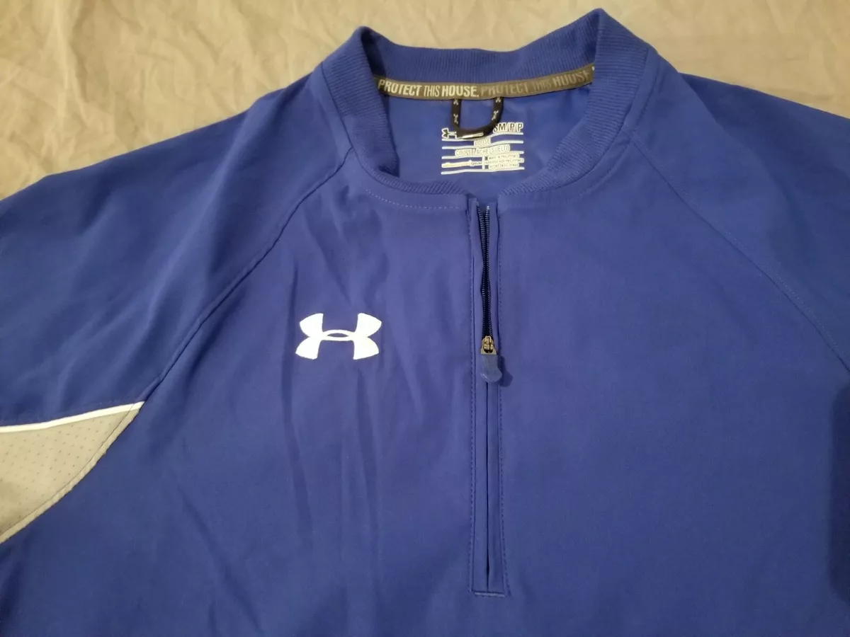 Mens Under Armour Half Zip Shirt Jacket S Small Blue Athletic Short Sleeve Rain
