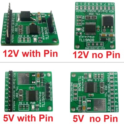 5 PCS Modbus Rtu AT Command 8ch TTL232 UART IO Output Module for Relay PLC