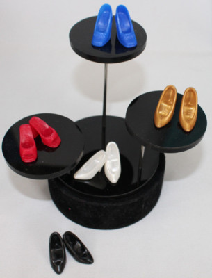 5 Pair lot Hi Heel Barbie Doll Shoes Pumps 80-90s Red Blue Gold Black Pearl Wht