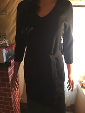 Womens NWT Black New York & Company Belted Sweater Dress Size S