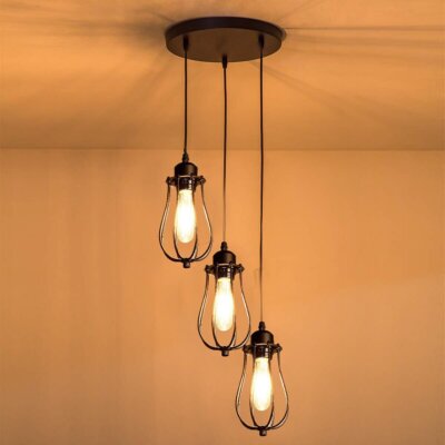 Vintage Decken Pendelleuchten Industrial Metall Käfig Leuchte Hänge Retro Lampe