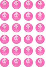 24 x  ELEPHANT PRECUT PERSONALISED BABY SHOWER PINK GIRLS RICE CUP CAKE TOPPERS