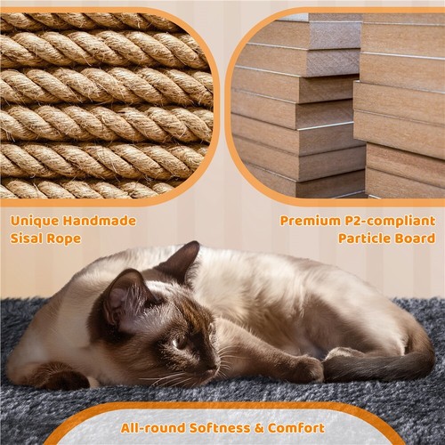 Árbol rascador para Gatos 106 cm con 2 Casitas y Pelota de Juego Natural Sisal - Imagen 6 de 29