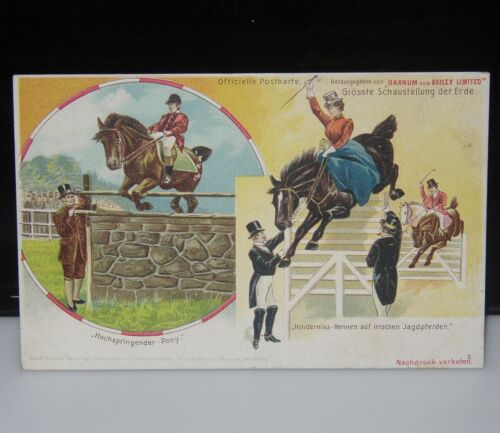 1901 BARNUM & BAILEY CIRCUS EQUESTRIAN HORSE RIDING SHOW JUMPING GERMAN POSTCARD - 第 1/6 張圖片