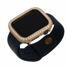 Bling Apple Watch Series 4/5/6/SE Bezel Face Case Zirconia Diamond Gold 44 mm