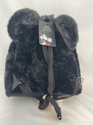 NWT Disney Mickey Mouse Fuzzy Backpack Disney Brand Mickey Mouse Mini Backpack Furry - Black / Red  main image 3