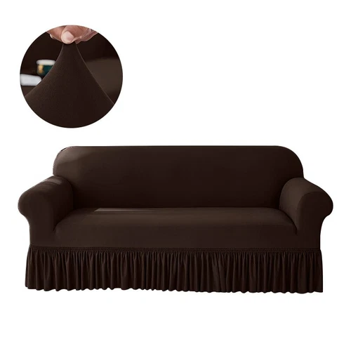 Stretch Sofabezug für Wohnzimmer Couchbezüge mit Rock rutschfeste Slipper - Bild 8 von 18