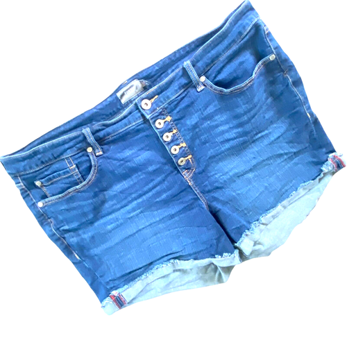 Torrid Pantaloncini Jeans Bottoni Fly Taglie 22 High Rise Midi Logori  Stretti | eBay
