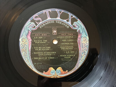 Styx ♫ Paradise Theatre ♫ Rare 1981 A&M Records Original