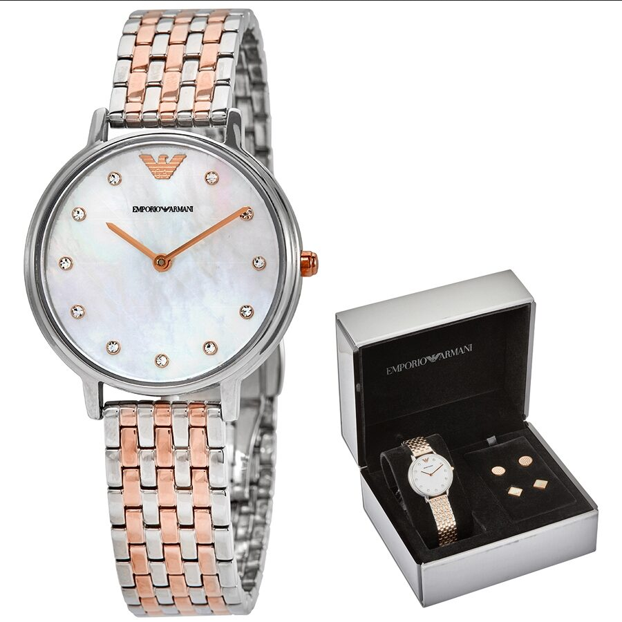 ★人気商品★EMPORIO ARMANI Classic Mother of Pearl Watch Emporio Armani Classic Mother of Pearl Dial Ladies Watch
