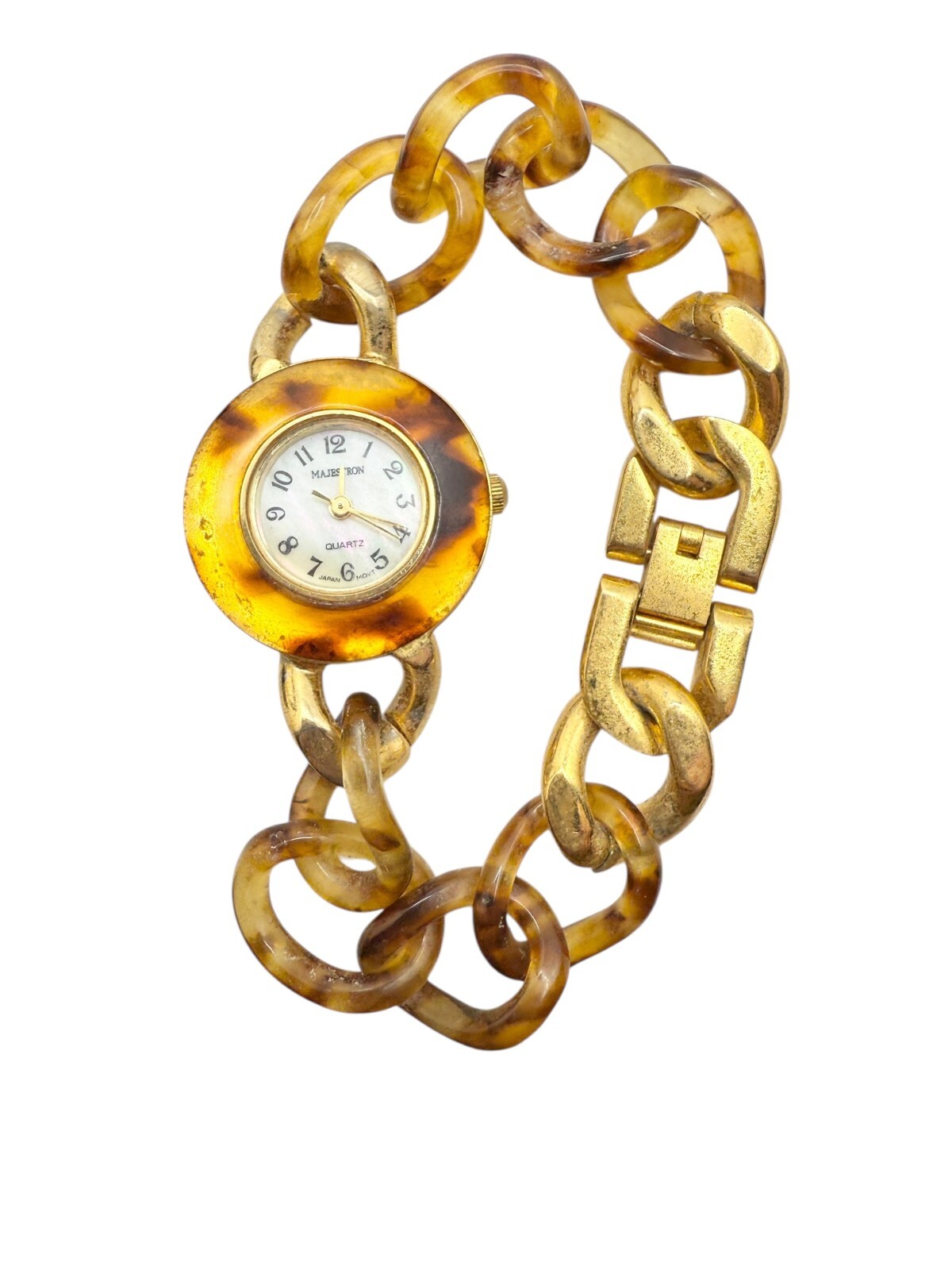 Vintage Tortoise Shell Pattern Opalescent Dial La… - image 1