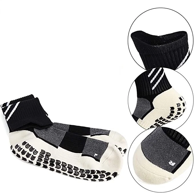 6 Pairs Sports Socks Anti-slip Non skid Soccer Basketball football PVC grip dots - image 2 of 4