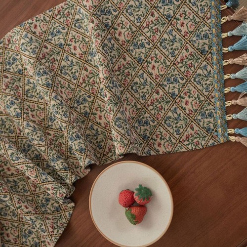 Table Runner Jacquard Table Cover with Tassel Vintage Tablecloth Home Decor - Picture 5 of 23
