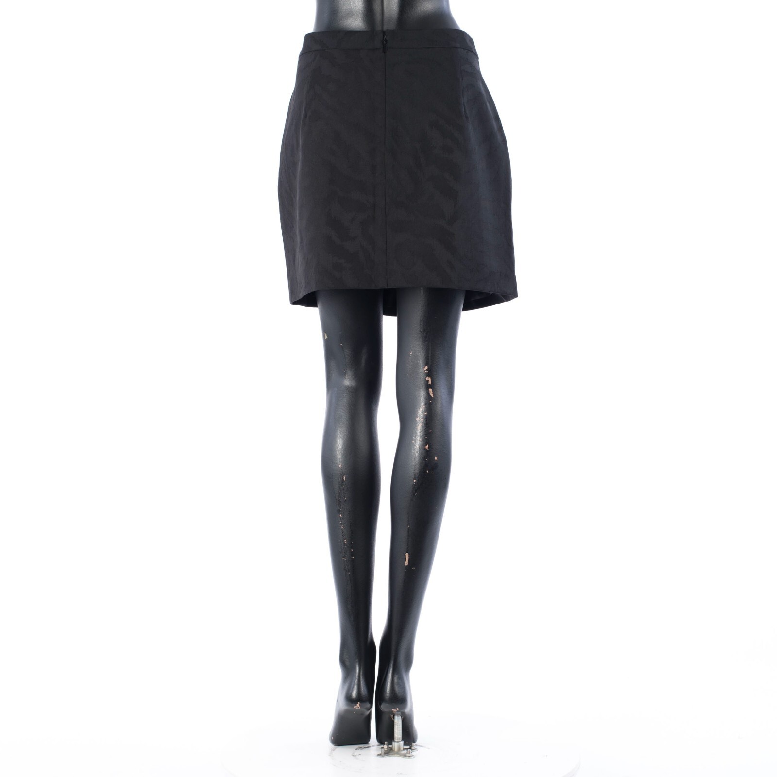 Minigonna nera SAINT LAURENT 1050 $ stampa zebrata lana fodera in seta