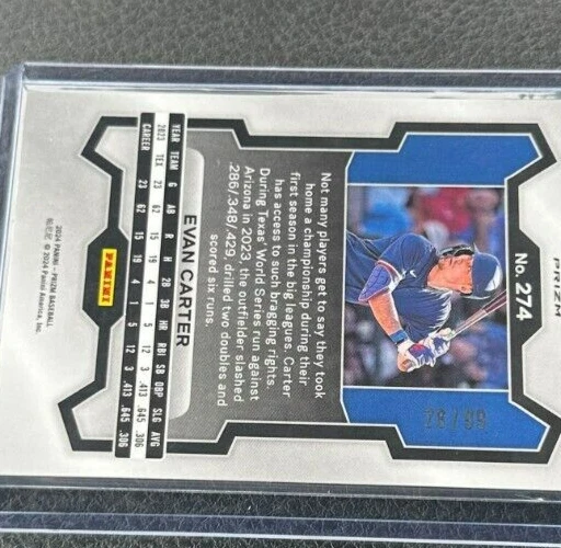 2024 Panini Prizm Evan Carter Rookie Purple Prizm 78/99 - Image 2 of 2